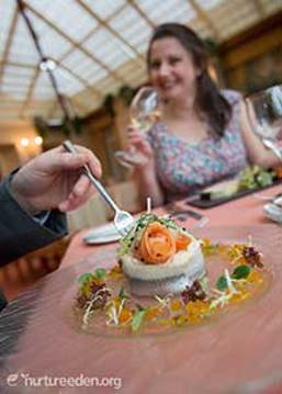 Couple eating in a restaurant photo courtesy of the Nurture Eden photo library