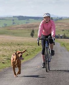 Cyclist and dog photo courtesy of the Nurture Eden photo library